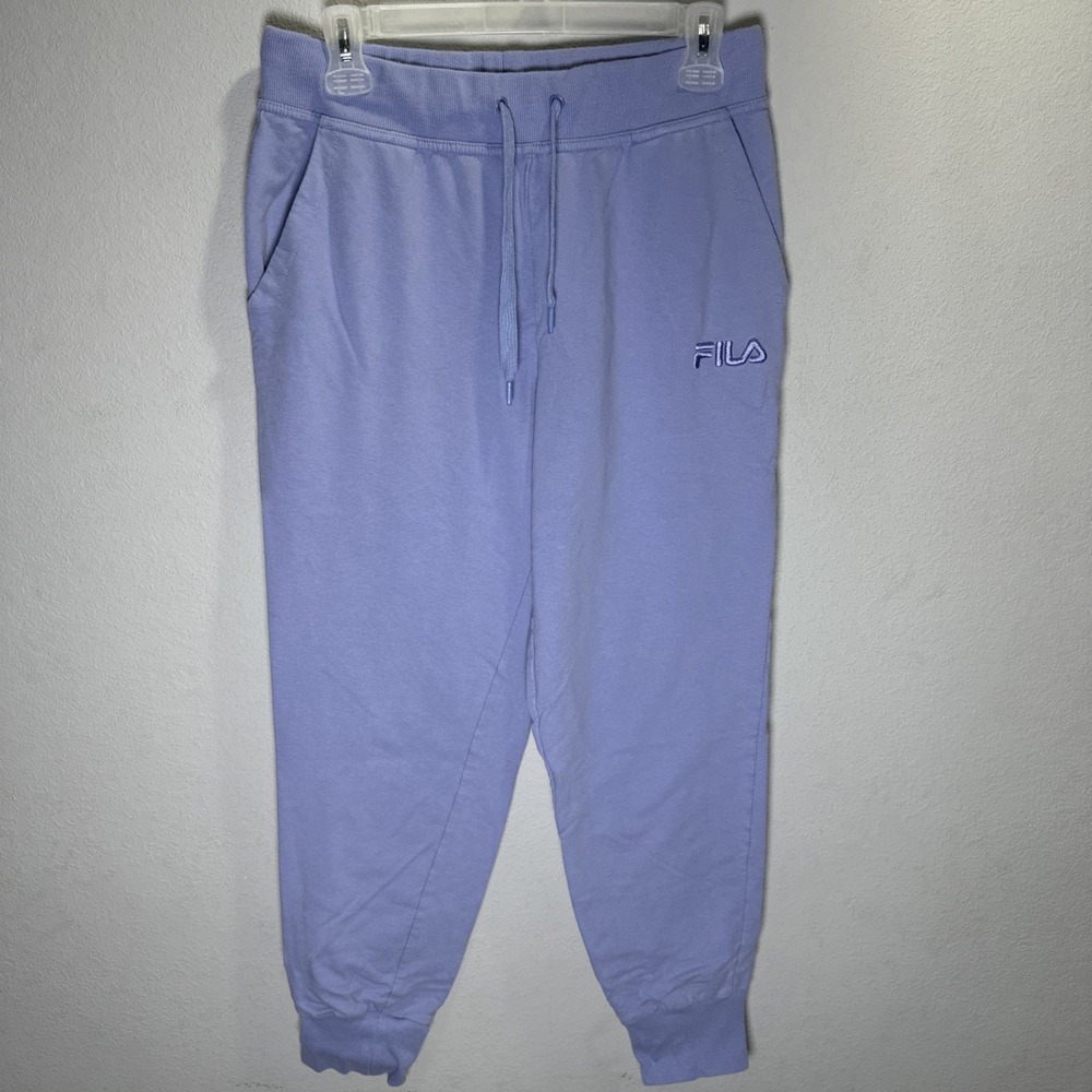 Fila Women's Size Medium Joggers Lilac Purple Drawstring Pockets logo